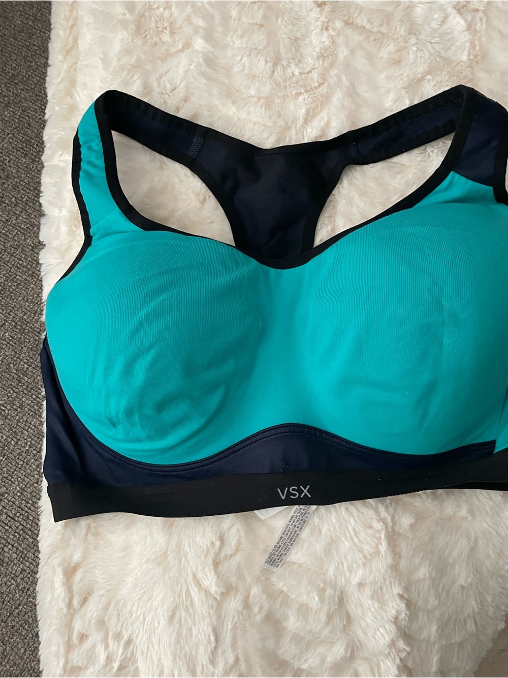 VSX Teal and Black Padded Racerback Sports Bra